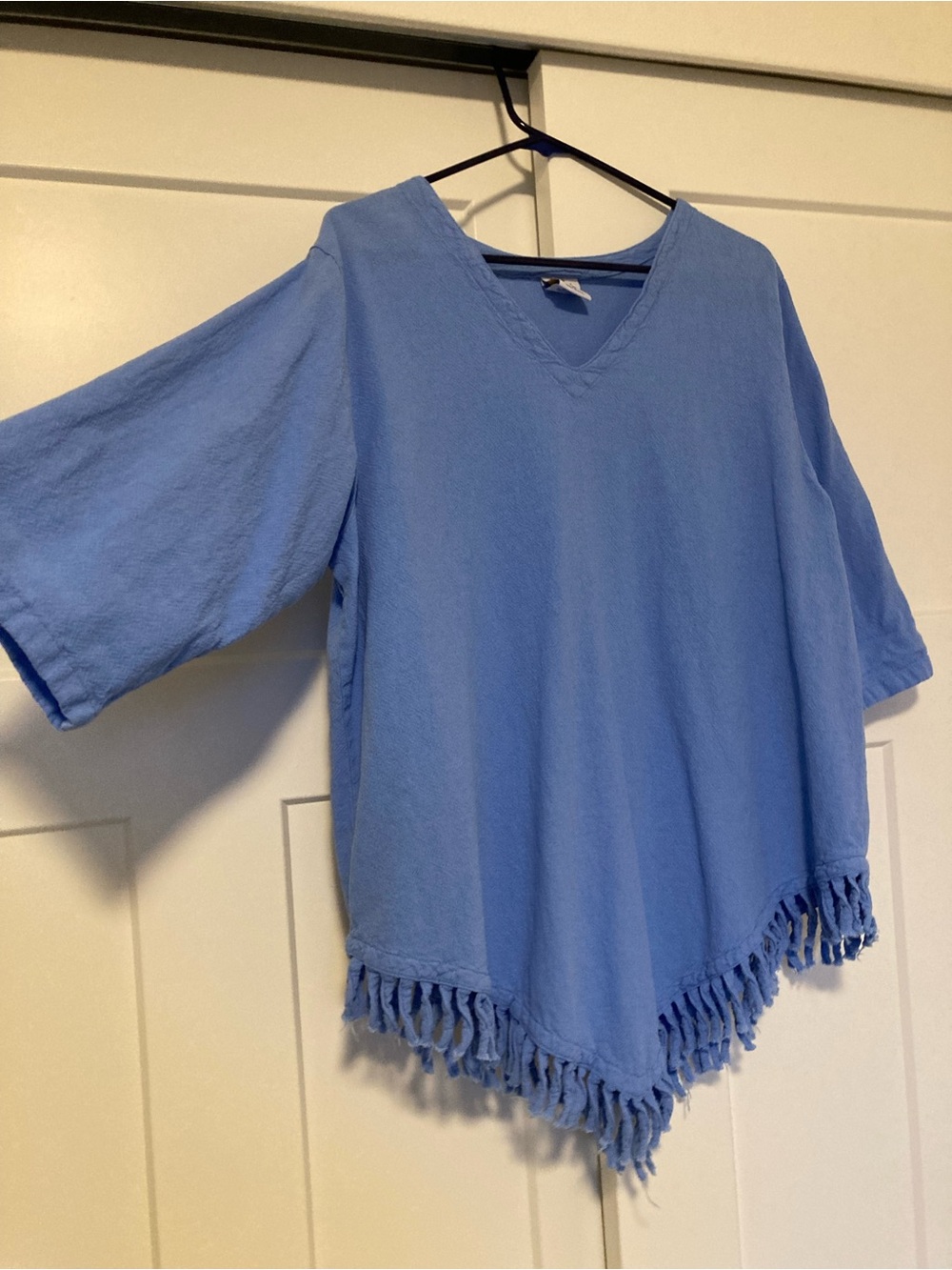 V-Neck boho Fringe Hem Tunic Top